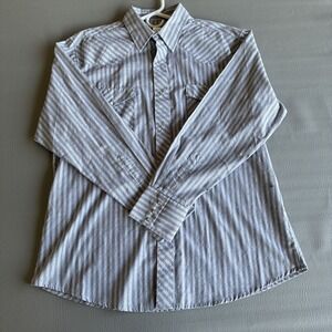 Men's XL Shirt Wrangler Western Wear Fashion Pearl Snap Silver Shimer White Gray
